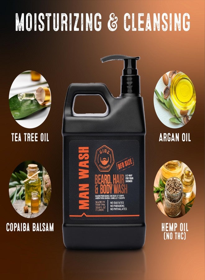 جيبس غسول الجسم GIBS Grooming Amber 3 في 1 للرجال، سائل مرطب ومنظف للحية والشعر - لتر واحد - خالٍ من الكبريتات والبارابين - Image 4
